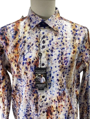 Au Noir Men’s Tongas Abstract Print Long Sleeve Button-Up Shirt  Multicolo